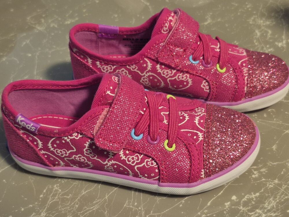 KEDS Girl's Hello Kitty Rally Pink Gltter Sneakers,Size 9